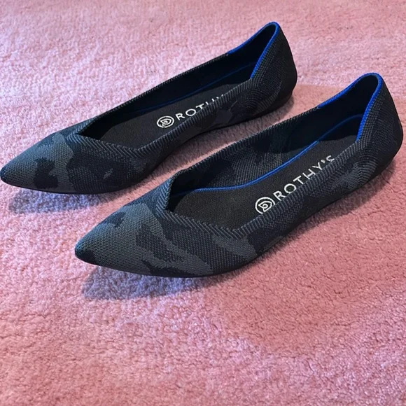 Rothy’s retired The Point Flats Black/Grey Camo - Picture 3 of 17